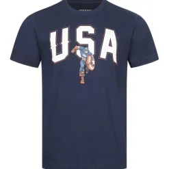 Hombre Lizenz Héroes De La Infancia|Camisetas^Captain America Marvel USA Hombre Camiseta FBMTS778NVY