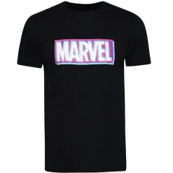 Lizenz Héroes De La Infancia^CÓMICS DE MARVEL Clitch Logo Hombre Camiseta FCMTS017BLK