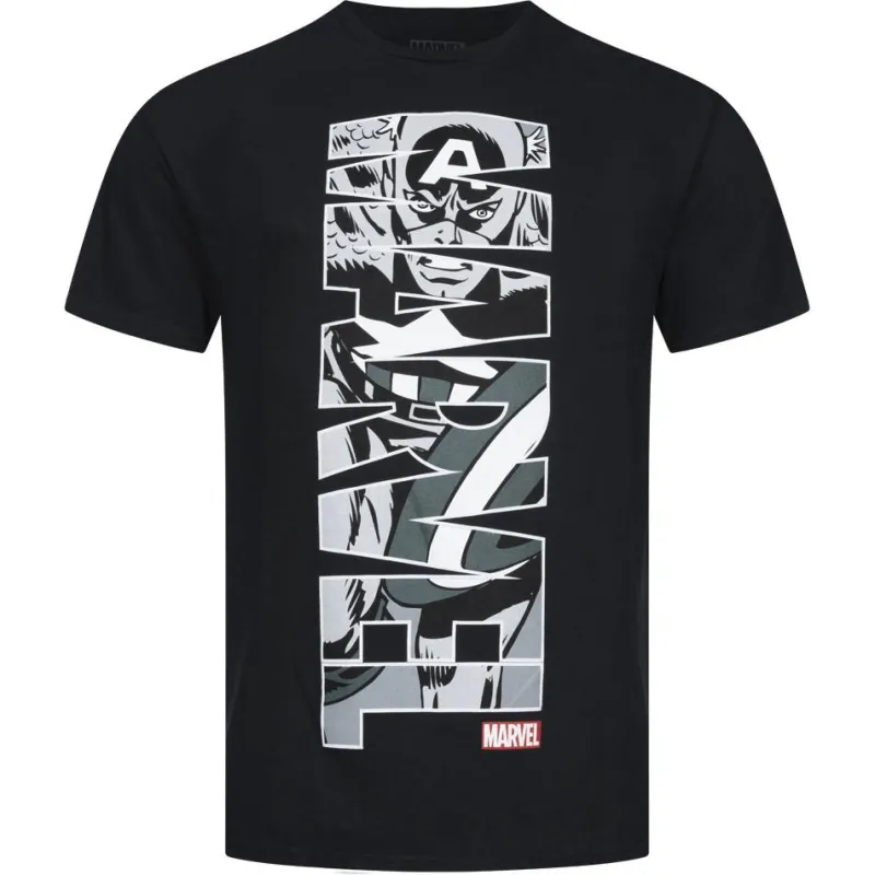 Hombre Lizenz Héroes De La Infancia|Camisetas^CÓMICS DE MARVEL Core Logo Hombre Camiseta FBMTS197BLK