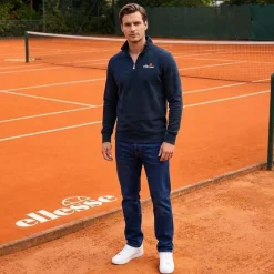 Hombre ellesse Sudaderas Y Jerséis^Benevento Hombre 1/4-Cremallera Sudadera SOP23856-Marino