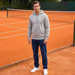 Hombre ellesse Chaquetas^Klemerio Full Zip Hombre Sudadera con cremallera y capucha SOP23857-Gris claro jaspeado
