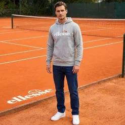 Hombre ellesse Sudaderas Y Jerséis^Monesiglio Hoody Hombre Sudadera con capucha SOP23865-Gris claro jaspeado