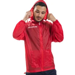 Hombre Givova Chaquetas|Chaquetas^Chubasquero "Rain Basico" rojo
