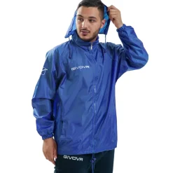 Hombre Givova Chaquetas|Chaquetas^Chubasquero "Rain Basico" azul