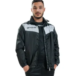 Hombre Givova Chaquetas|Chaquetas^Chubasquero "Rain Scudo" negro / blanco