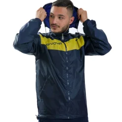 Hombre Givova Chaquetas|Chaquetas^Chubasquero "Rain Scudo" azul marino / amarillo