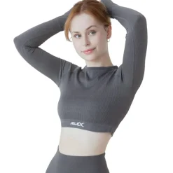 JELEX Ropa De Fitness^"Amelia" Mujer Top de fitness de manga larga gris