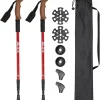 JELEX Deportes De Invierno|Outdoor^Bastones de senderismo con asas de corcho rojo