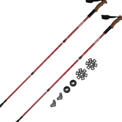 JELEX Deportes De Invierno|Outdoor^Bastones de senderismo con asas de corcho rojo