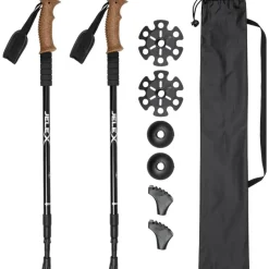JELEX Deportes De Invierno|Outdoor^Bastones de senderismo con asas de corcho negro