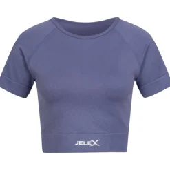 JELEX Ropa De Fitness^"Chiara" Mujer Top de fitness de manga corta azul
