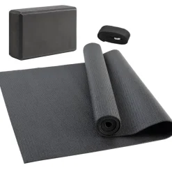 JELEX Accesorios De Fitness|Home Gym^"Niyama" Yoga Conjunto 3 uds. Cinturón de yoga, tapete y bloque