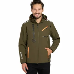 Hombre KIRKJUBØUR Deportes De Invierno|Outdoor^® "Alvik" Hombre Chaqueta SOFTSHELL 10.000 mm columna de agua caqui/naranja