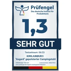 KIRKJUBØUR Outdoor|Camping^® "Asgard" acolchado Silla de camping con pie azul