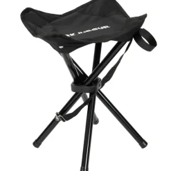 KIRKJUBØUR Outdoor|Camping^® "Freydis" taburete de exterior plegable de cuatro patas negro