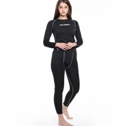 Mujer KIRKJUBØUR Deportes De Invierno|Rugby^® "Hafjall" Mujer Conjunto de ropa interior térmica 2 piezas negro