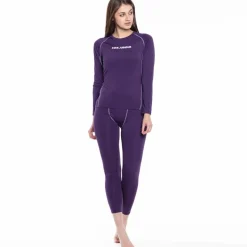 Mujer KIRKJUBØUR Deportes De Invierno|Rugby^® "Hafjall" Mujer Conjunto de ropa interior térmica 2 piezas morado