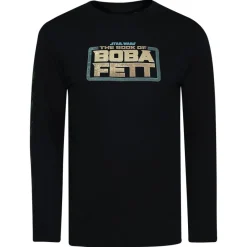 Hombre Lizenz Camisetas^LA GUERRA DE LAS GALAXIAS Boba Fett Hombre Camiseta de manga larga POMLT487BLK