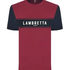 Hombre Lambretta Camisetas^Burgundy Hombre Camiseta SS9819-BURGO/MARINO