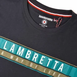 Hombre Lambretta Camisetas^Chest Stripe Hombre Camiseta SS0157-NVY