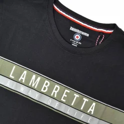 Hombre Lambretta Camisetas^Chest Stripe Hombre Camiseta SS0157-BLK