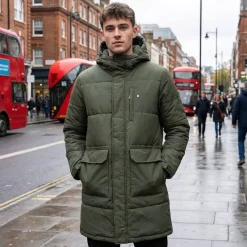 Hombre Lambretta Chaquetas^Hombre parka de invierno forrada LM2503-KHAKI