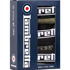 Hombre Lambretta Multipacks|Ropa Interior^Paisley Hombre Calzoncillos bóxer Pack de 3 SS1065-KHAKI/BLK