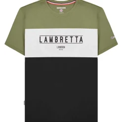 Hombre Lambretta Camisetas^Panel Hombre Camiseta SS1083-K/BL/BLANCO