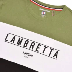 Hombre Lambretta Camisetas^Panel Hombre Camiseta SS1083-K/BL/BLANCO