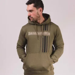 Hombre Lambretta Sudaderas Y Jerséis^Racing Stripe Hombre Sudadera con capucha SS5027-KHAKI