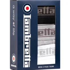 Hombre Lambretta Multipacks|Ropa Interior^Retro Hombre Calzoncillos bóxer Pack de 3 SS8204-NEGRO/GRIS/BLANCO