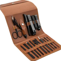LEANDRO LIDO Otros Accesorios^"Livorno" Manicura/Pedicura Conjunto 17 piezas marrón
