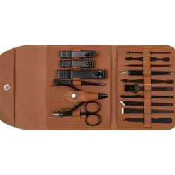 LEANDRO LIDO Otros Accesorios^"Livorno" Manicura/Pedicura Conjunto 17 piezas marrón