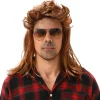 MAASKANTJE Disfraces^"Bami" Mullet retro Peluca castaño claro