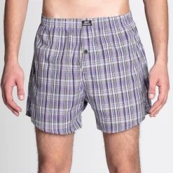 Hombre MONT EMILIAN Multipacks|Ropa Interior^"Nantes" Hombre Americano Calzoncillos bóxer Pack de 2 morado/cuadros