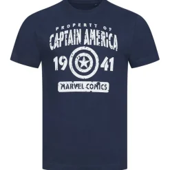 Hombre Lizenz Héroes De La Infancia|Camisetas^Propiedad de Capitán América MARVEL Hombre Camiseta FBMTS657NVY