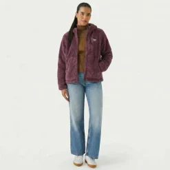 Mujer Reebok Chaquetas^Double Monkey Fleece Mujer Chaqueta RBO21480-Rosa oscuro polvoriento