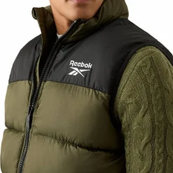 Hombre Reebok Chaquetas^Heavyweight Puffer Hombre Chaleco RBO14920-Oliva