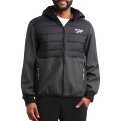 Hombre Reebok Outdoor|Chaquetas^Mixed Hybrid Hombre Chaqueta de trekking RBO15620-Carbón vegetal