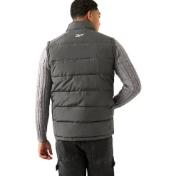 Hombre Reebok Chaquetas^Puffer Vest 2-in-1 Hombre Reversible Chaleco RBO15720-Carbón vegetal