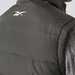 Hombre Reebok Chaquetas^Puffer Vest 2-in-1 Hombre Reversible Chaleco RBO15720-Carbón vegetal