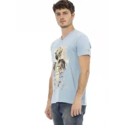 Hombre TRUSSARDI Action Camisetas^Hombre Conqueror Camiseta con cuello de pico Azul claro 2AT108007