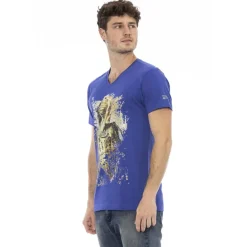 Hombre TRUSSARDI Action Camisetas^Hombre Conqueror Camiseta con cuello de pico Azul 2AT108006