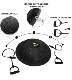 Zeus Deportes De Fuerza|Accesorios De Fitness^Ball Pelota de equilibrio con cuerdas elásticas