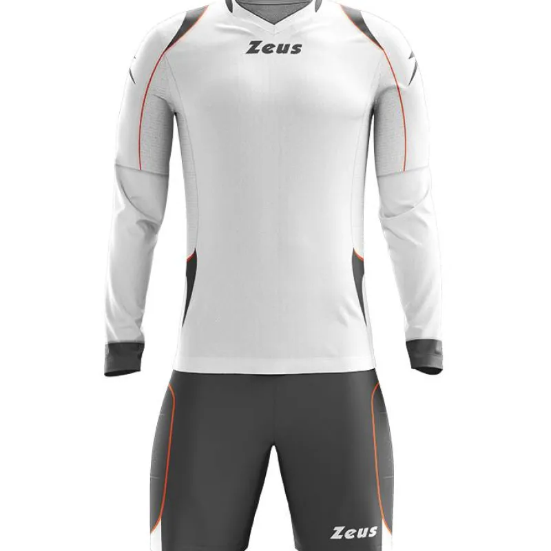 Zeus Ropa Para Porteros|Equipaciones^Paros Conjunto de portero Camiseta de manga larga con pantalones cortos blanco gris